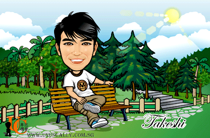 Digital Caricature Drawing - Male In Garden Theme